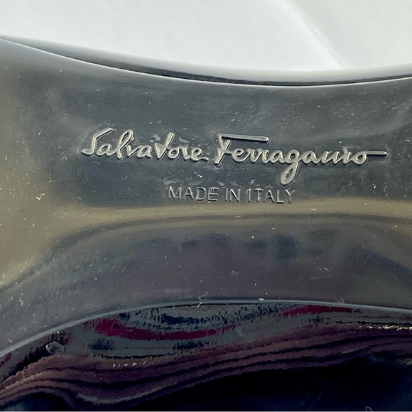 Salvatore Ferragamo Black Patent Leather Bow Pumps Women USA SZ 8 + Dust-bag - Picture 12 of 16